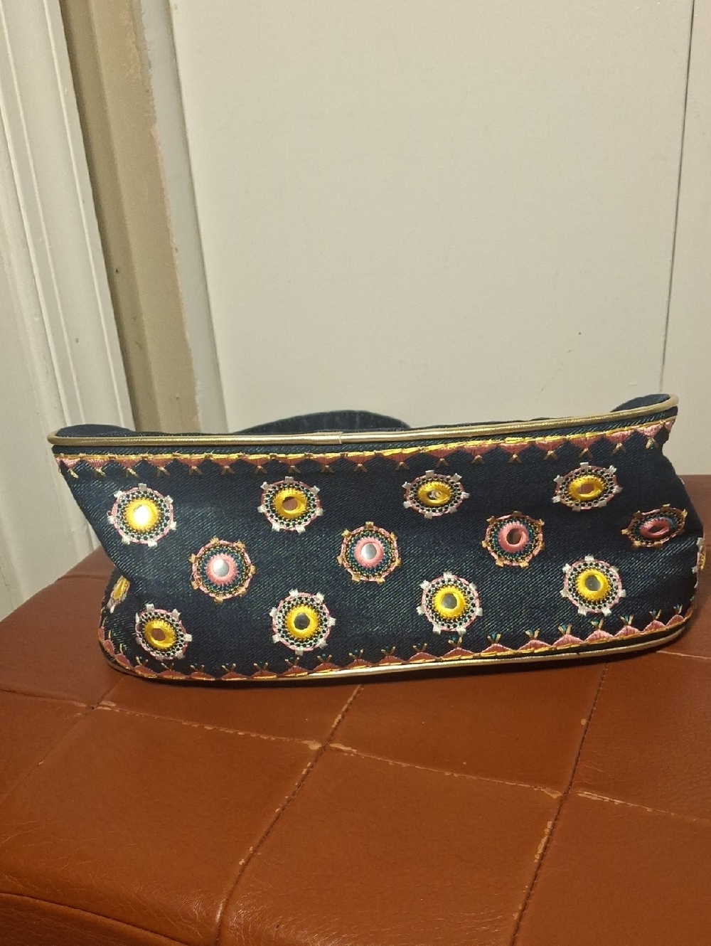 CD Montaigne Navy Embroidered Shoulder Bag - Picture 3 of 9